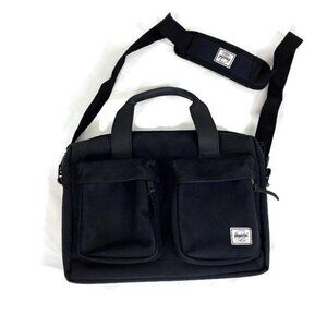 Herschel Laptop Briefcase Crossbody Bag Tote Satchel Handbag Black